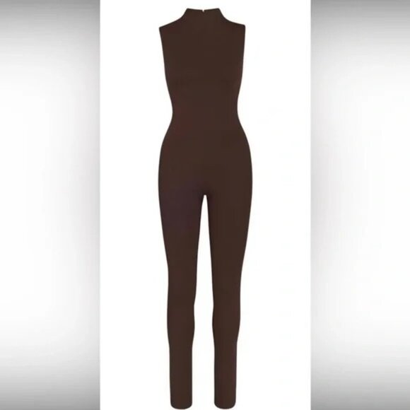 SKIMS‎ All-In-One Mock Neck Sleeveless Jumpsuit Cocoa 4X - Picture 11 of 11